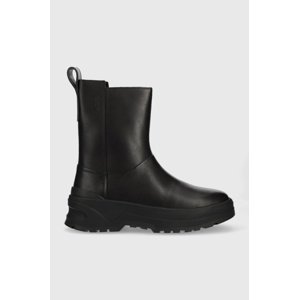 Kožne gležnjače Vagabond Shoemakers Maxime za žene, boja: crna, s platformom, s polutoplom podstavom
