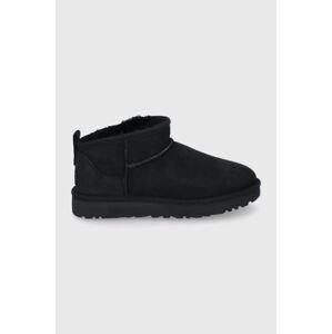 Cipele za snijeg od brušene kože UGG Classic Ultra Mini boja: crna, 1116109.BLK
