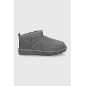 Cipele za snijeg od brušene kože UGG Classic Ultra Mini boja: siva, 1116109.GREY