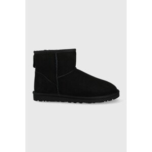 čizme za snijeg od brušene kože UGG Classic Mini za muškarce, boja: crna, 1002072-BLK