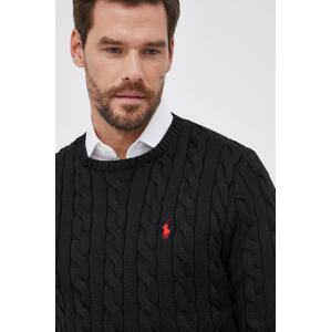 Pamučni pulover Polo Ralph Lauren za muškarce, boja: crna, 710775885012