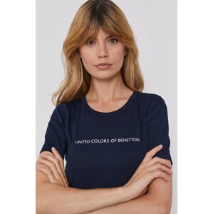 Pamučna majica United Colors of Benetton boja: tamno plava