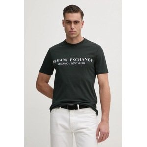 Pamučna majica Armani Exchange boja: zelena, s tiskom