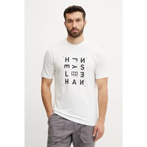 Majica kratkih rukava Helly Hansen SKOG RECYCLED GRAPHIC za muškarce, boja: bijela, s tiskom, 63082