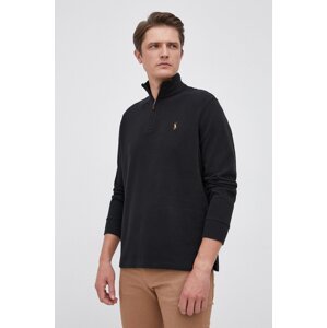 Pamučni pulover Polo Ralph Lauren za muškarce, boja: crna