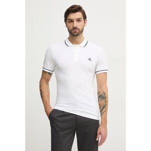 Polo majica Calvin Klein Jeans za muškarce, boja: bijela, bez uzorka, J30J315603
