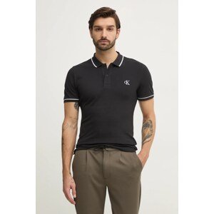 Polo majica Calvin Klein Jeans za muškarce, boja: crna, bez uzorka, J30J315603