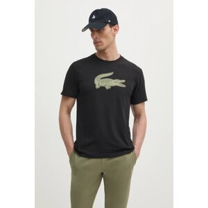 Majica kratkih rukava Lacoste za muškarce, boja: crna, s tiskom, TH2042