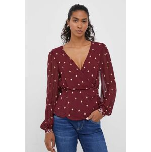Bluza Pepe Jeans za žene, boja: bordo, s uzorkom