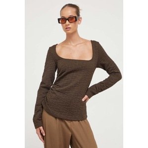 Bluza Stine Goya za žene, boja: smeđa, bez uzorka