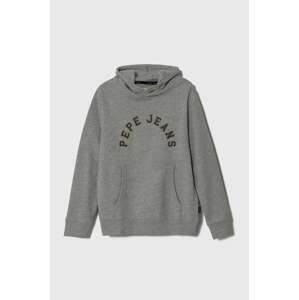 Dječja dukserica Pepe Jeans boja: siva, s kapuljačom, s tiskom