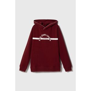 Dječja dvostrana dukserica Pepe Jeans boja: bordo, s kapuljačom, s tiskom