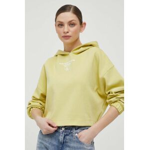 Dukserica Calvin Klein Jeans za žene, boja: zelena, s kapuljačom, s tiskom