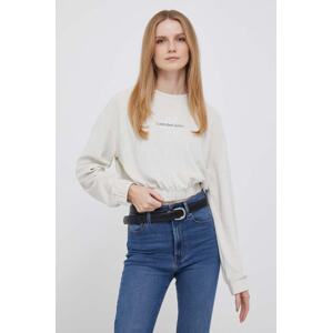 Dukserica Calvin Klein Jeans za žene, boja: bež, glatka