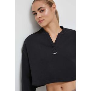 Pamučna dukserica Reebok Classic za žene, boja: crna, s aplikacijom