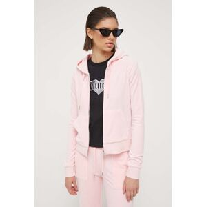 Dukserica Juicy Couture Robertson za žene, boja: ružičasta, s kapuljačom, glatka