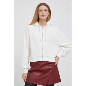 Dukserica Tommy Hilfiger za žene, boja: bež, s kapuljačom, s aplikacijom