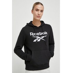 Dukserica Reebok za žene, boja: crna, s kapuljačom, s tiskom