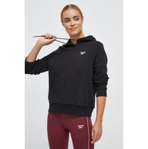 Dukserica Reebok za žene, boja: crna, s kapuljačom, bez uzorka