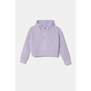 Dječja dukserica Under Armour UA Rival Fleece Crop boja: ljubičasta, s kapuljačom, melanž
