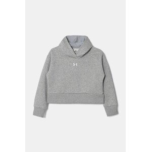 Dječja dukserica Under Armour UA Rival Fleece Crop boja: siva, s kapuljačom, melanž