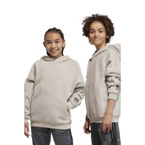 Dječja dukserica adidas Originals boja: bež, s kapuljačom, glatka