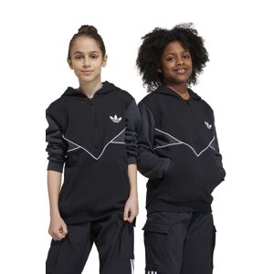 Dječja dukserica adidas Originals boja: crna, s kapuljačom, s aplikacijom