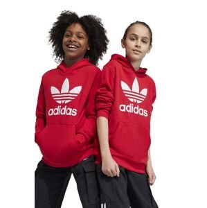 Dječja dukserica adidas Originals TREFOIL boja: crvena, s kapuljačom, s tiskom