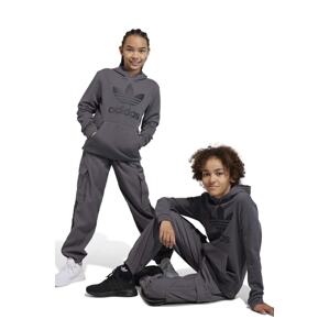 Dječja dukserica adidas Originals TREFOIL boja: siva, s kapuljačom, s tiskom