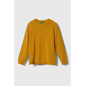 Dječji pamučni pulover United Colors of Benetton boja: žuta, lagani