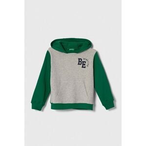 Dječja pamučna dukserica United Colors of Benetton s kapuljačom, s uzorkom