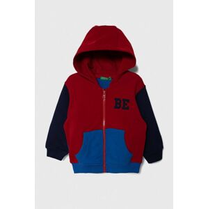 Dječja pamučna dukserica United Colors of Benetton s kapuljačom, s uzorkom