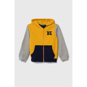 Dječja pamučna dukserica United Colors of Benetton s kapuljačom, s uzorkom