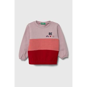 Dječja pamučna dukserica United Colors of Benetton boja: ljubičasta, s uzorkom