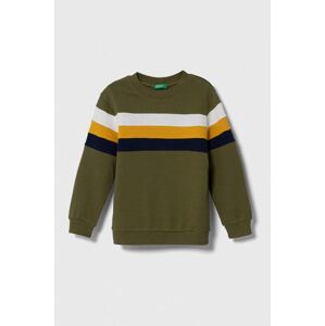 Dječja pamučna dukserica United Colors of Benetton boja: zelena, s uzorkom