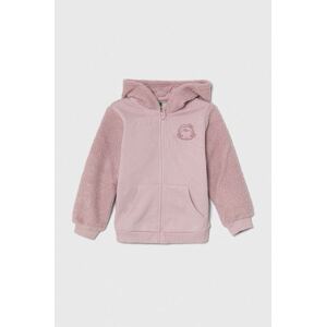 Dječja dukserica United Colors of Benetton boja: ljubičasta, s kapuljačom, s aplikacijom