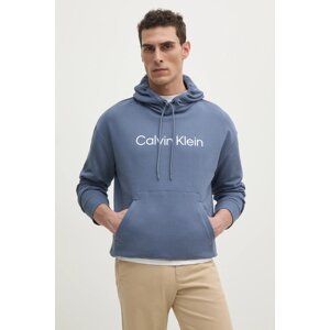 Pamučna dukserica Calvin Klein za muškarce, boja: bež, s kapuljačom, s aplikacijom, K10K111345