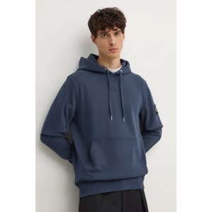 Pamučna dukserica Calvin Klein Jeans za muškarce, boja: tamno plava, s kapuljačom, s aplikacijom, J30J323430