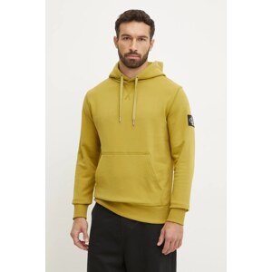 Pamučna dukserica Calvin Klein Jeans za muškarce, boja: zelena, s kapuljačom, s aplikacijom, J30J323430