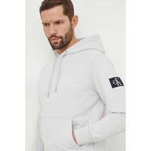 Pamučna dukserica Calvin Klein Jeans za muškarce, boja: narančasta, s kapuljačom, s aplikacijom, J30J323430