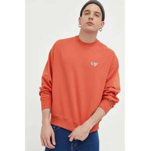 Dukserica Tommy Jeans za muškarce, boja: bordo, glatka