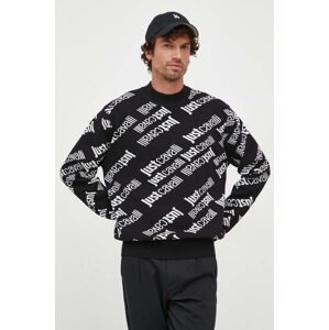 Pulover Just Cavalli za muškarce, boja: crna, lagani
