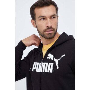 Dukserica Puma za muškarce, boja: crna, s kapuljačom, s tiskom