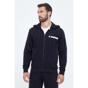 Homewear pamučna dukserica Emporio Armani Underwear boja: crna, s kapuljačom, s tiskom