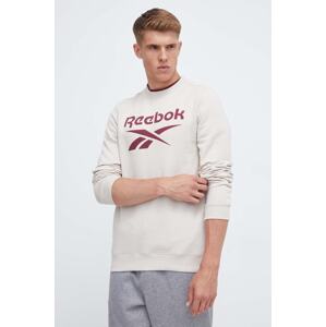 Dukserica Reebok za muškarce, boja: bež, s tiskom