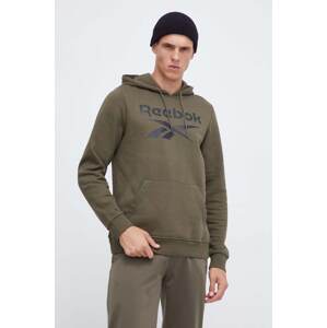 Dukserica Reebok za muškarce, boja: zelena, s kapuljačom, s tiskom