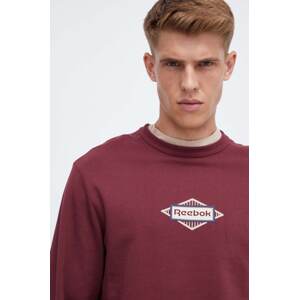 Pamučna dukserica Reebok Classic za muškarce, boja: bordo, s tiskom