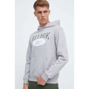 Dukserica Reebok Classic za muškarce, boja: siva, s kapuljačom, s aplikacijom