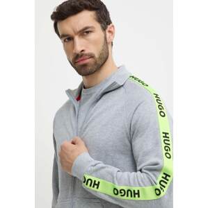 Homewear pamučna dukserica HUGO boja: siva, s aplikacijom, 50496985