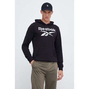 Dukserica Reebok za muškarce, boja: crna, s kapuljačom, s tiskom